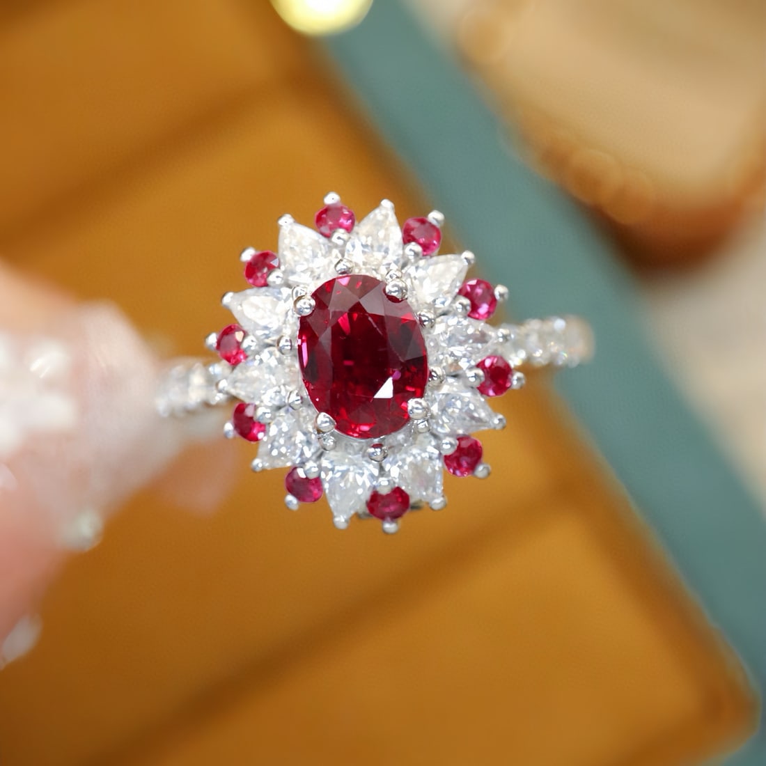 14k Gold 1.73 Ctw Natural Ruby & Diamond Ring/pendant( Without Chain ): Ref:231067228 // gold content:14k gold // ring size:7. 25us // // main gemstone:ruby // shape:oval // carat weight:1. 12ct // color:pigeonblood red // treatment:natural // // adjacent gemstone 2 :