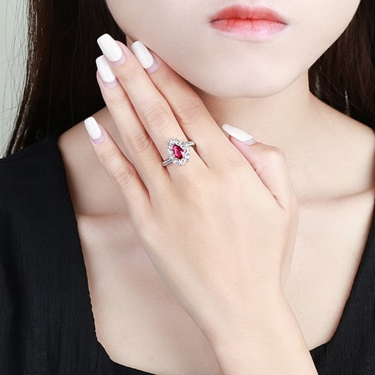 14k Gold 1.69 Ctw Natural Ruby & Diamond Ring - 7