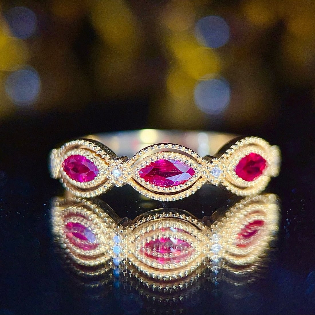 14k Gold 0.55 Ct Natural Ruby & Diamond Ring - 2