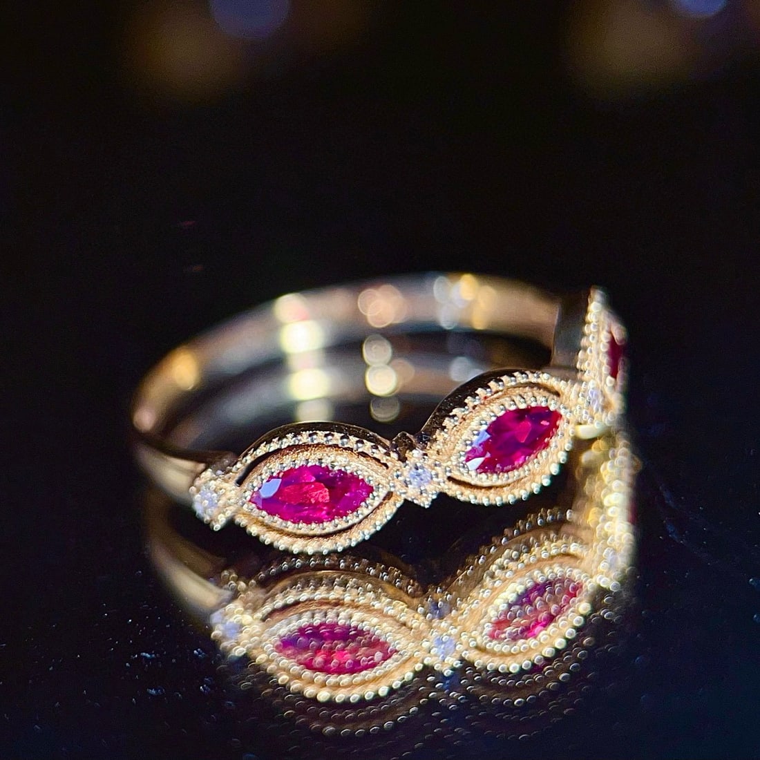 14k Gold 0.55 Ct Natural Ruby & Diamond Ring - 4