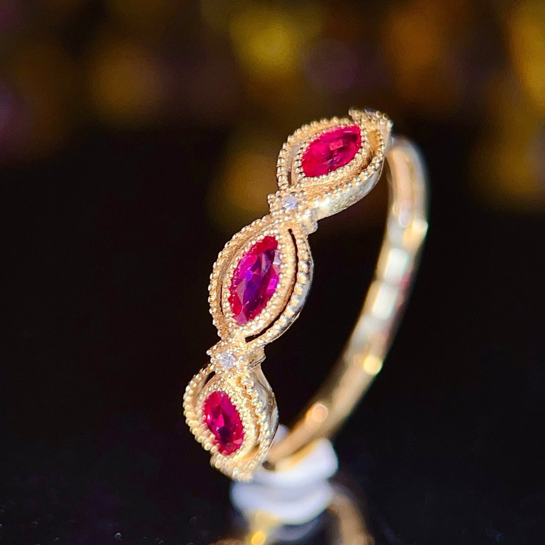 14k Gold 0.55 Ct Natural Ruby & Diamond Ring - 5