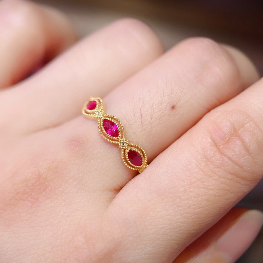 14k Gold 0.55 Ct Natural Ruby & Diamond Ring - 6
