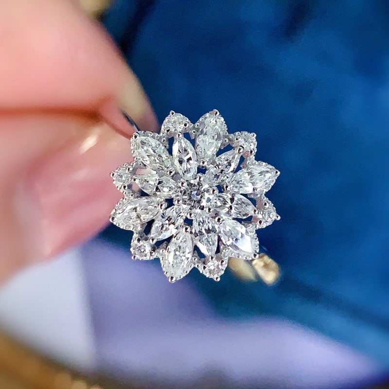 14k Gold 0.55 Ct Natural H Diamond Ring - 3