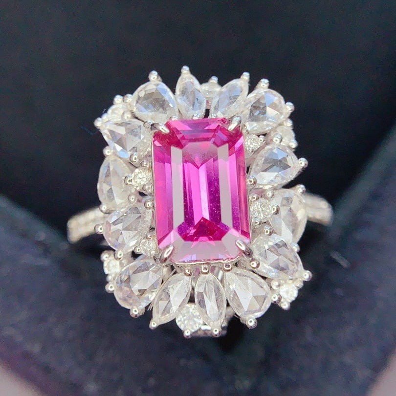 14k Gold 3.31 Ctw Natural Sapphire & Diamond Ring/pendant( Without Chain ): Ref:231068037 // gold content:14k gold // ring size:7. 25us // // main gemstone:sapphire // shape:octagonal // carat weight:2. 03ct // color:pink // treatment:natural // // adjacent gemstone 2 :