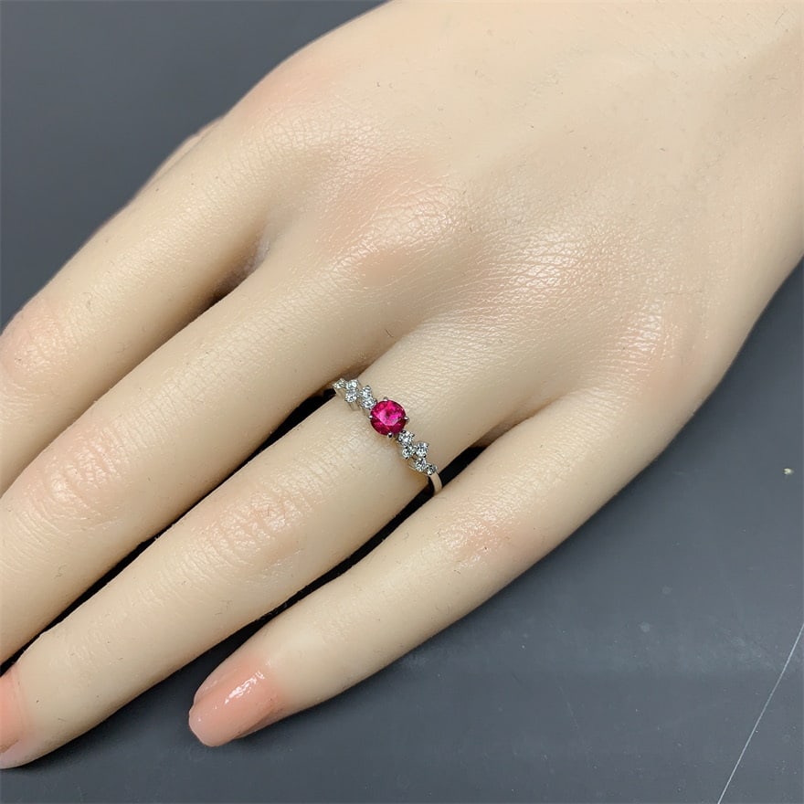 14k Gold 0.45 Ctw Natural Ruby & Diamond Ring - 6
