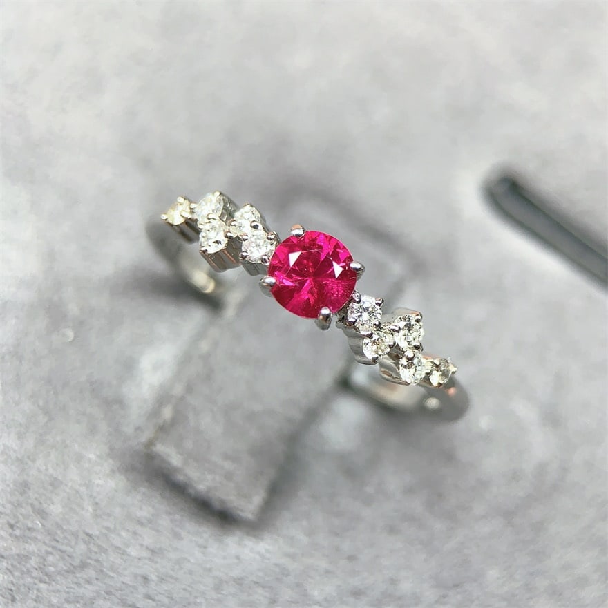 14k Gold 0.45 Ctw Natural Ruby & Diamond Ring - 7