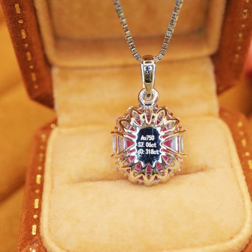 14k Gold 2.38 Ctw Natural Padparadscha Sapphire & Diamond Pendant( Without Chain ) - 4