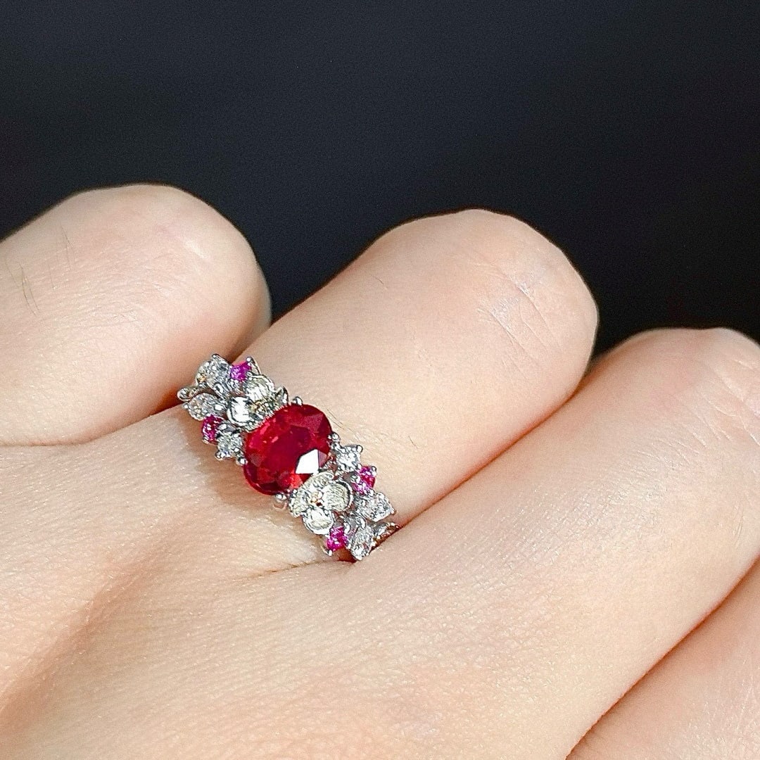 14k Gold 1.14 Ctw Natural Ruby & Diamond Ring - 3