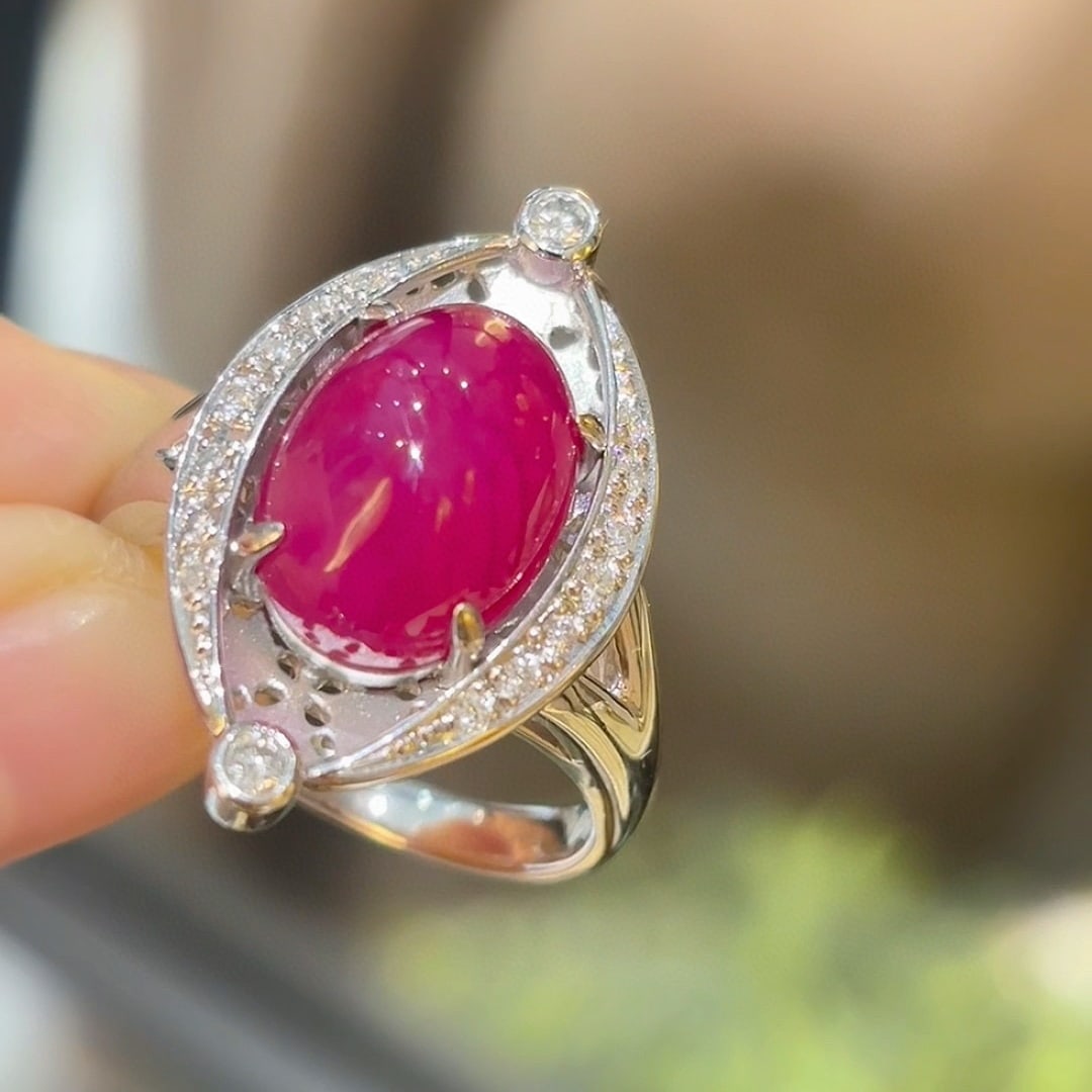 14k Gold 8.23 Ct Natural Ruby & Diamond Ring - 2