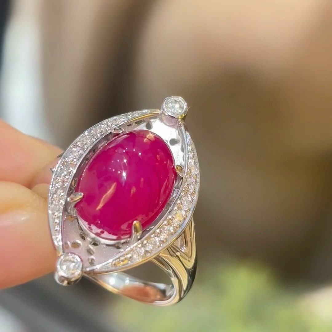 14k Gold 8.23 Ct Natural Ruby & Diamond Ring - 3