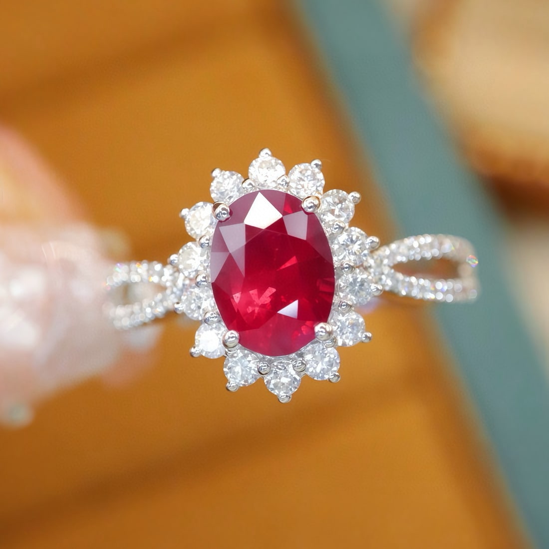 14k Gold 1.60 Ctw Natural Ruby & Diamond Ring: Ref:231068104 // gold content:14k gold // ring size:7. 25us // // main gemstone:ruby // shape:oval // carat weight:1. 20ct // color:pigeonblood red // treatment:natural // // adjacent gemstone 2 : dia