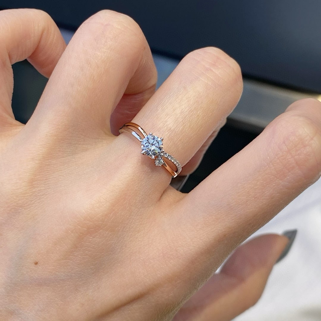 14k Gold 0.59 Ctw Natural H Diamond Ring - 5