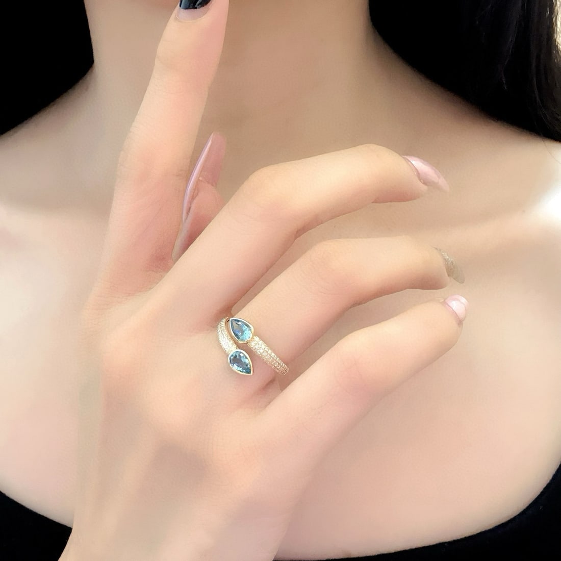 14k Gold 1.04 Ctw Natural Aquamarine & Diamond Ring - 6