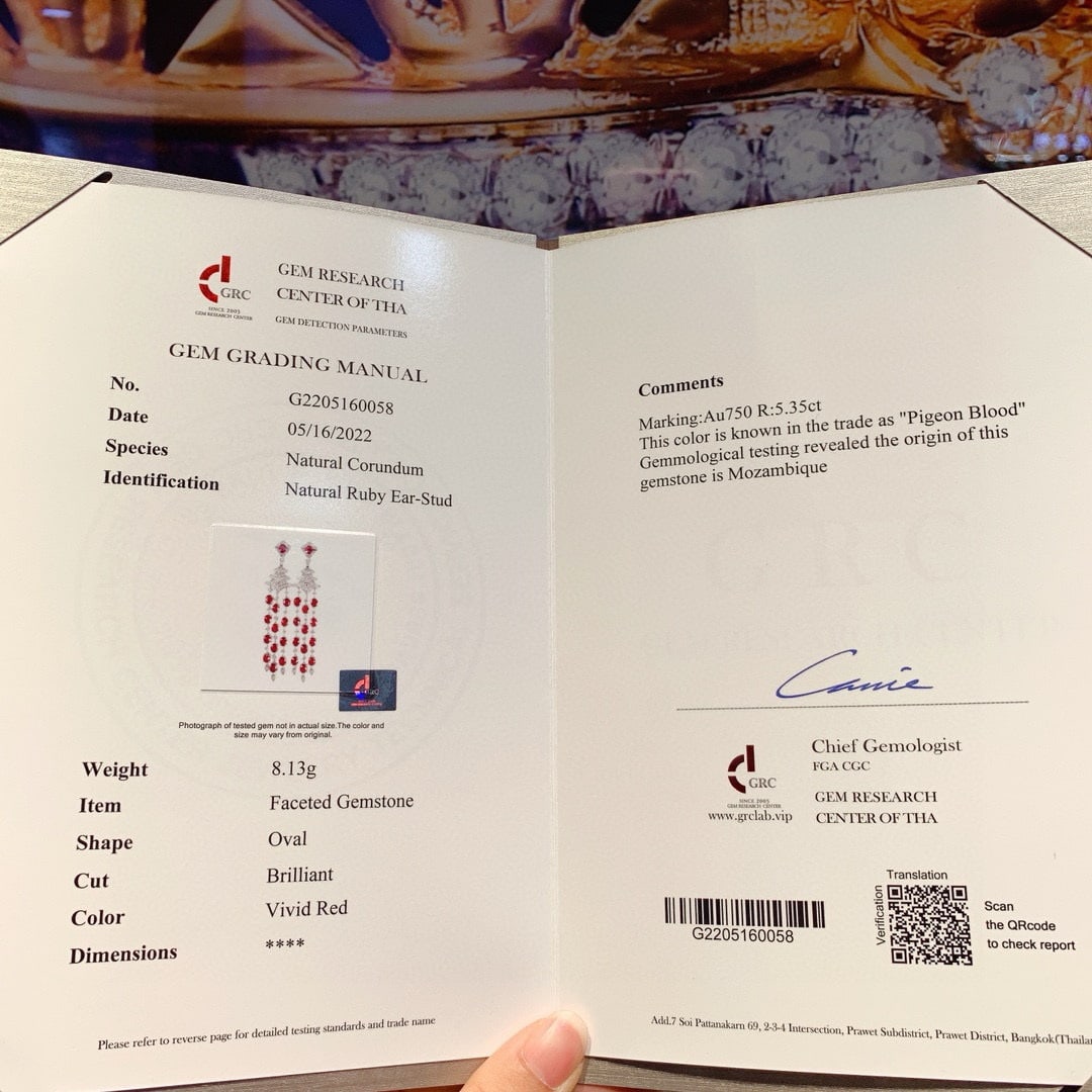 14k Gold 5.90 Ctw Natural Ruby & Diamond Earrings - 6