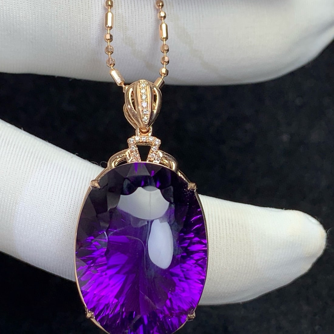 14k Gold 37.15 Ct Natural Amethyst & Diamond Jewelry Set - 5