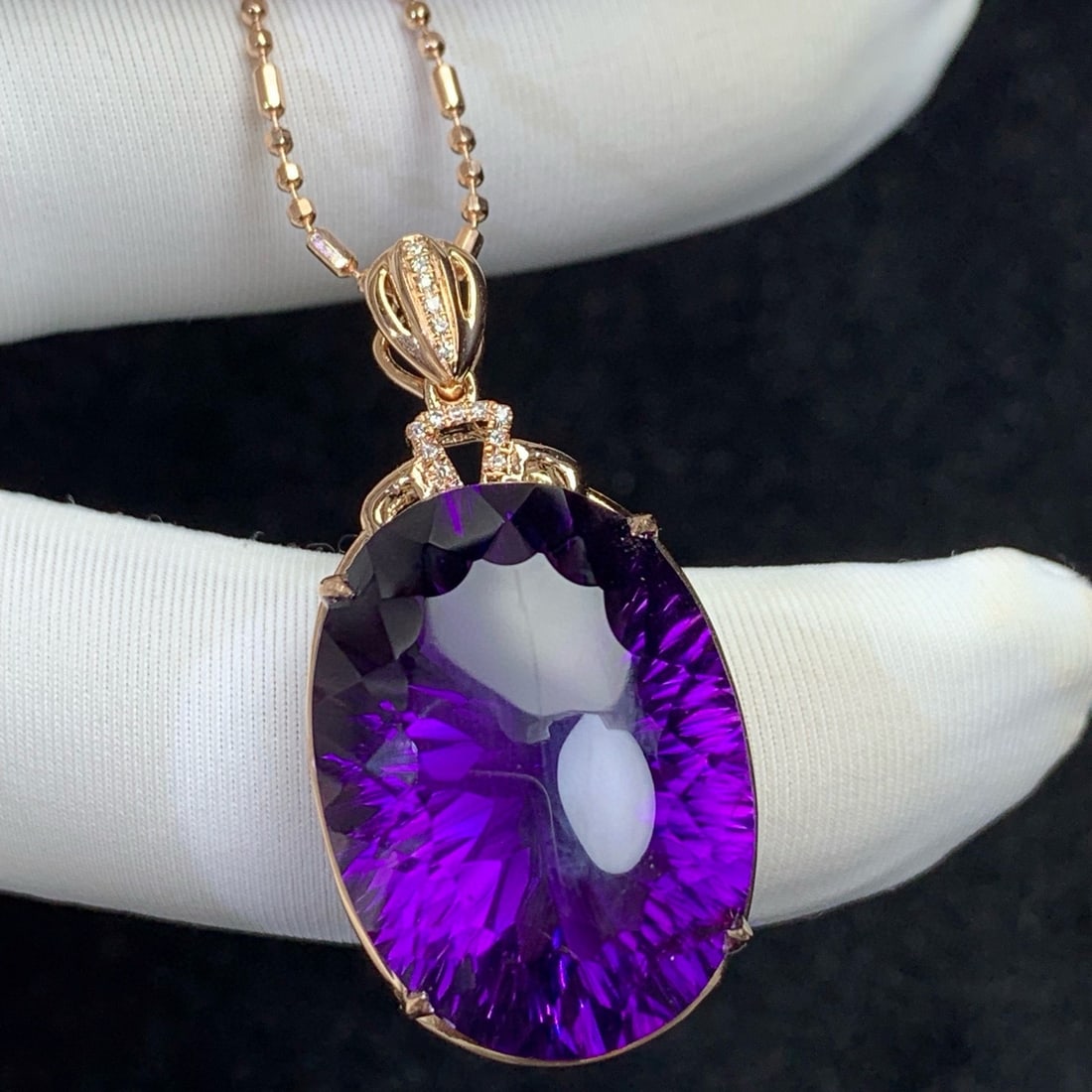 14k Gold 37.15 Ct Natural Amethyst & Diamond Jewelry Set - 6