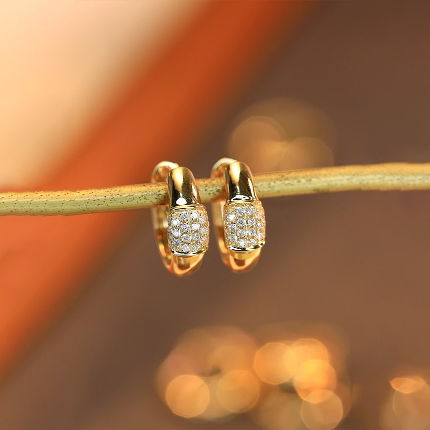 14k Gold 0.18 Ct Natural H Diamond Earrings (1 of 8)