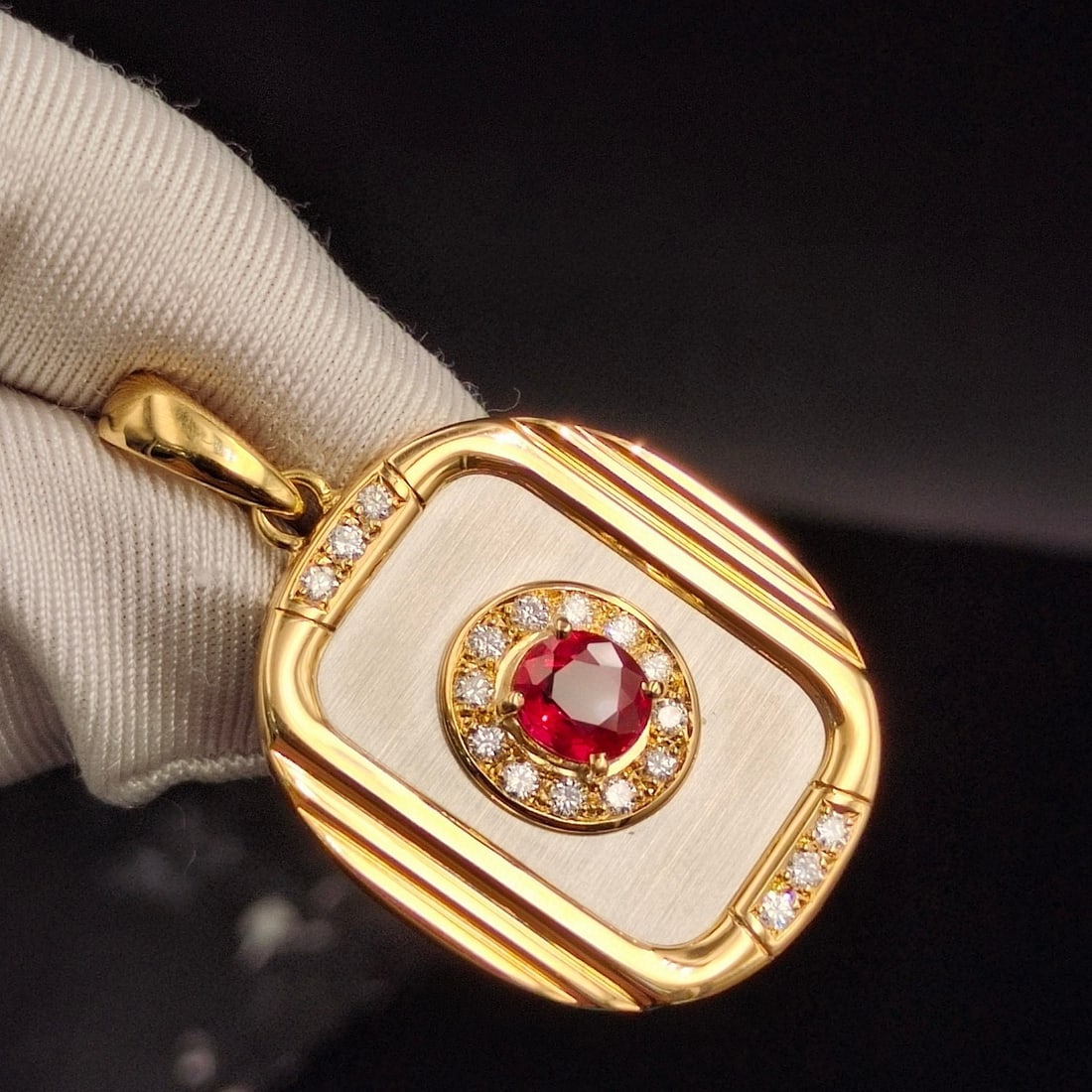 14k Gold 1.39 Ctw Natural Ruby & Diamond Pendant( Without Chain ) - 2