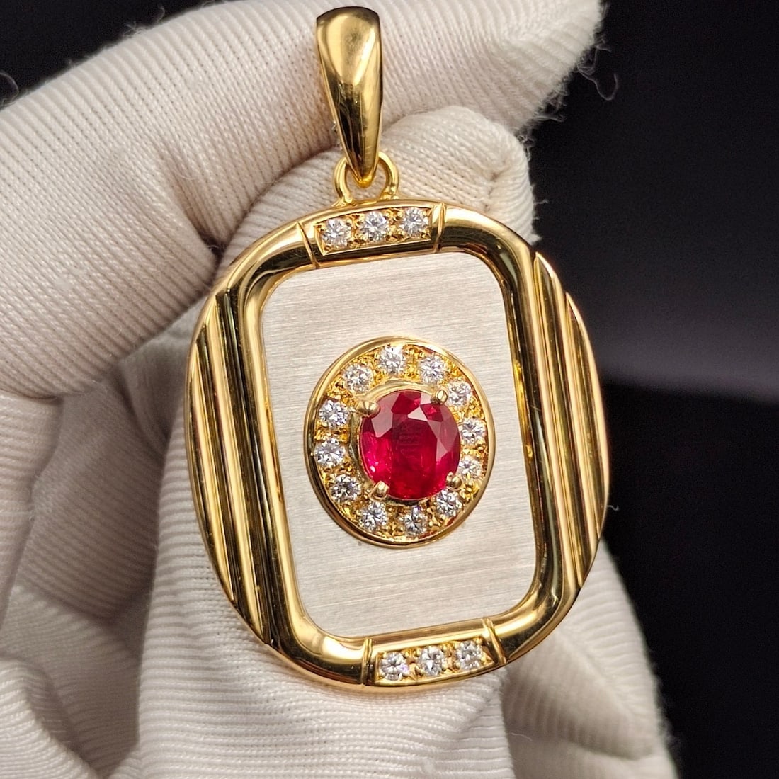 14k Gold 1.39 Ctw Natural Ruby & Diamond Pendant( Without Chain ) - 3