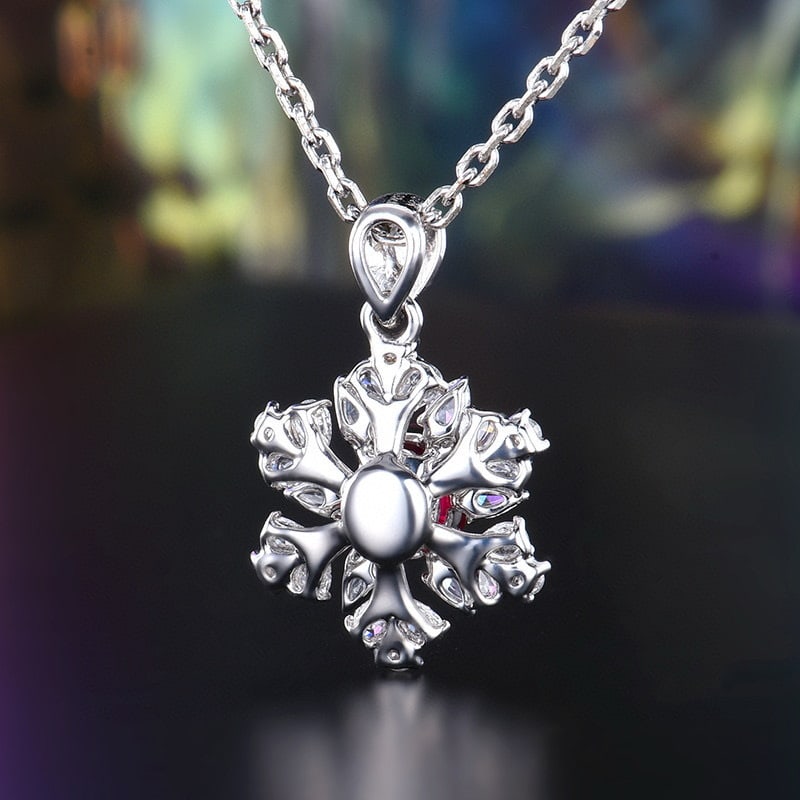 14k Gold 1.05 Ctw Natural Ruby & Diamond Pendant( Without Chain ) - 4