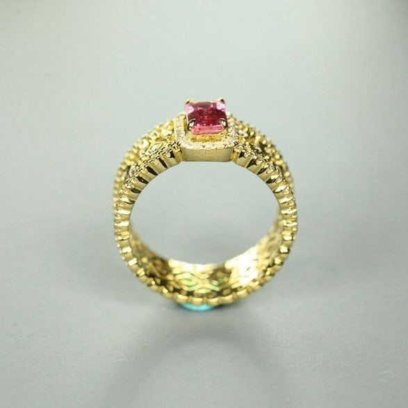 14k Gold 1.53 Ctw Natural Sapphire & Diamond Ring - 8