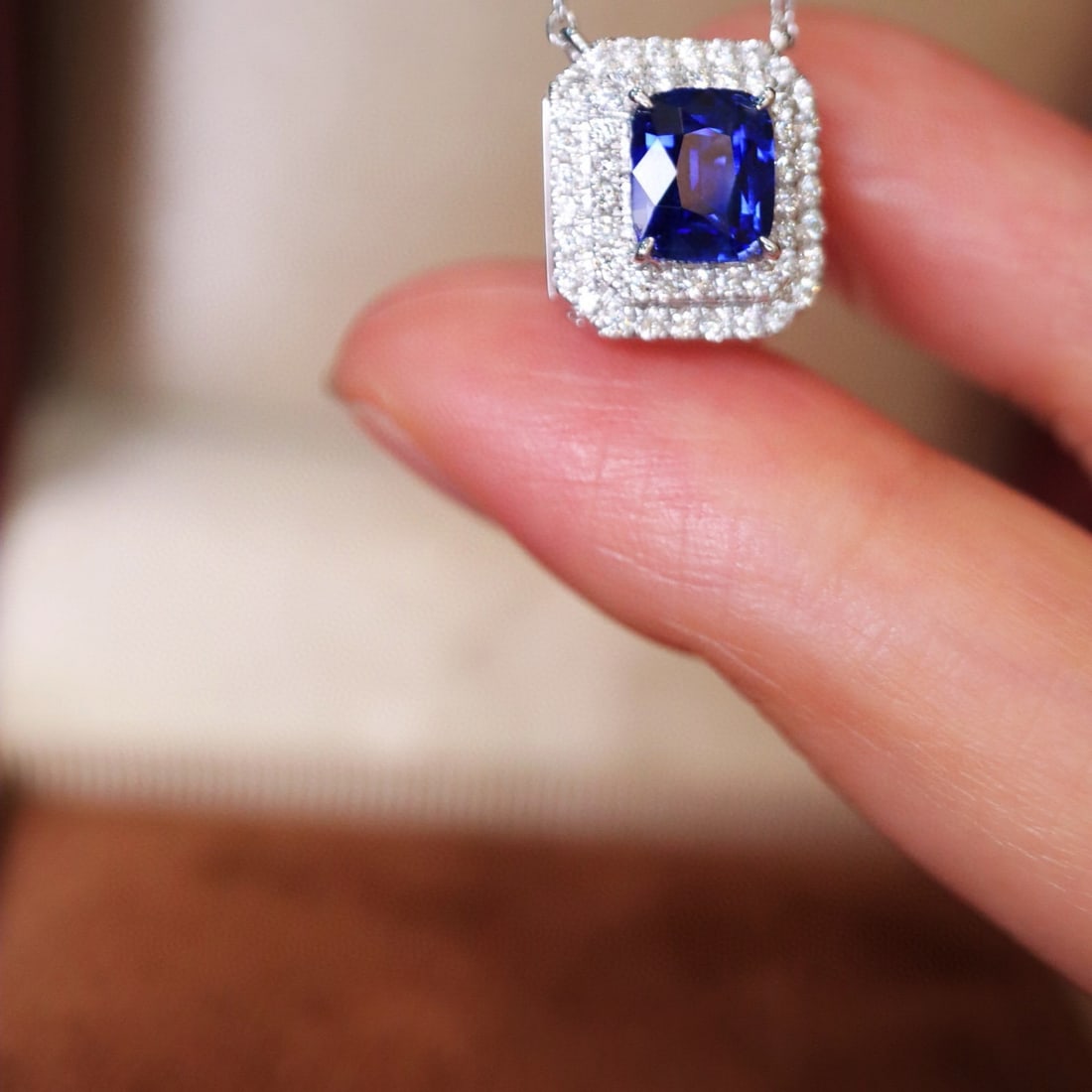 14k Gold 1.27 Ctw Natural Sapphire & Diamond Necklace - 2