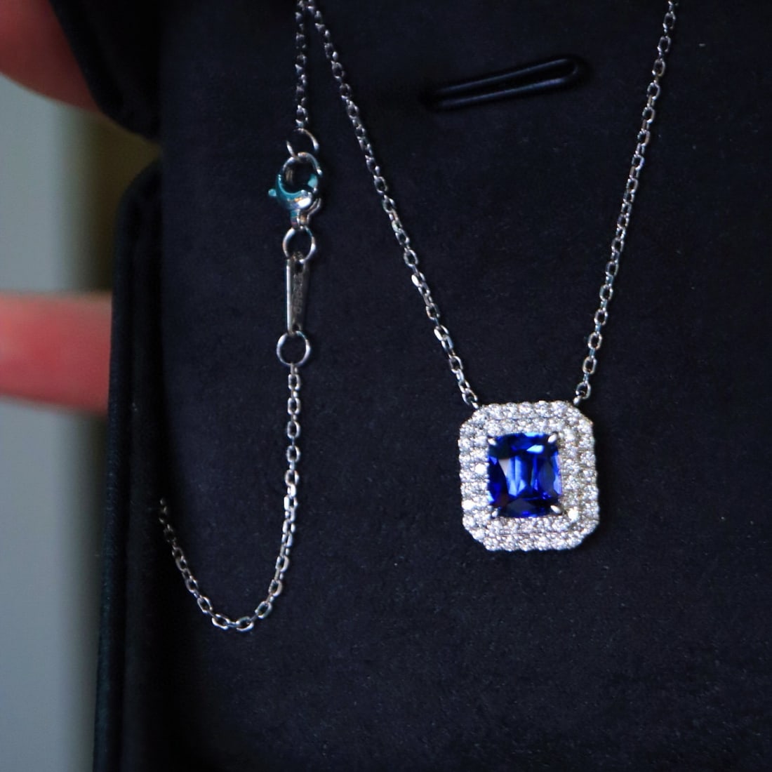 14k Gold 1.27 Ctw Natural Sapphire & Diamond Necklace - 4