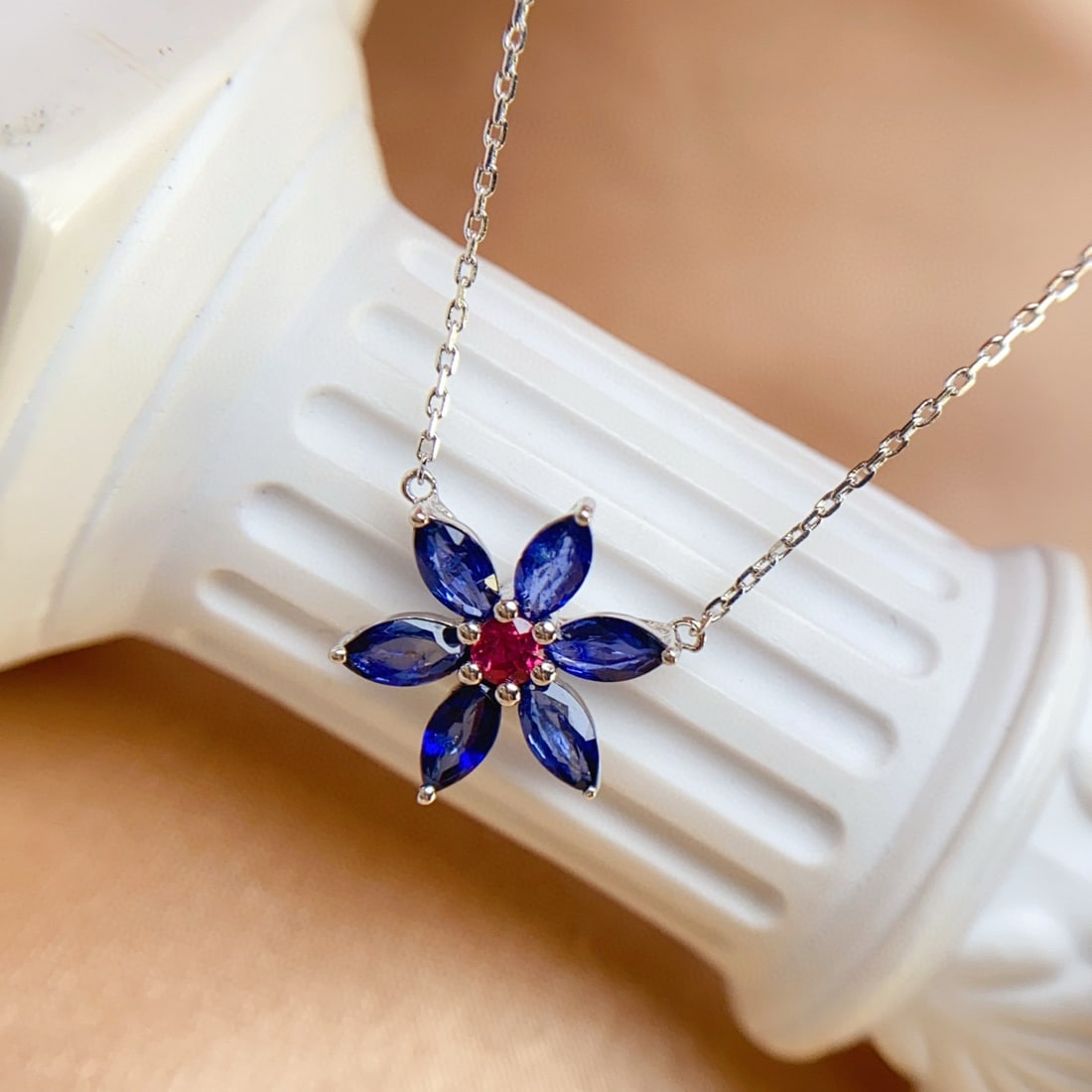 14k Gold 1.40 Ct Natural Sapphire Necklace: Ref:231068379 // gold content:14k gold // main gemstone:sapphire // shape:marquise // carat weight:1. 40ct // color:blue // treatment:natural // Condition: New Low Estimate: 2400.00 High Estimate: 36