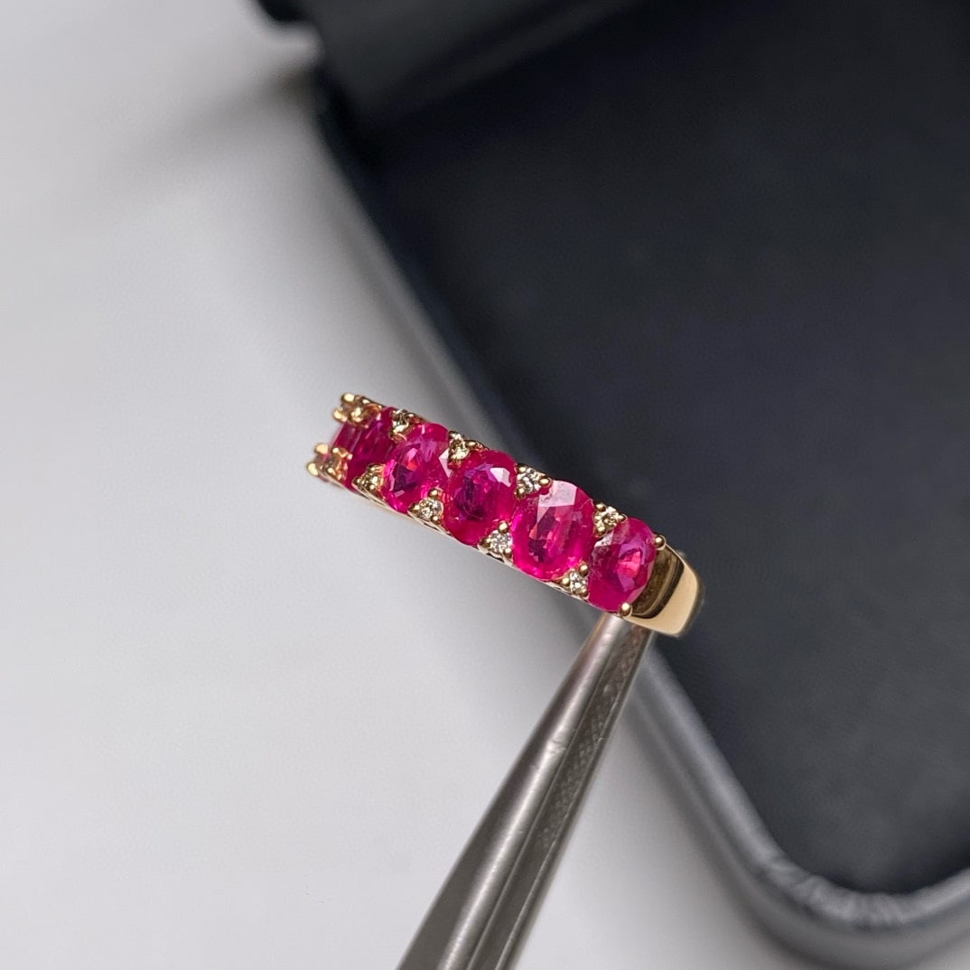 14k Gold 2.27 Ctw Natural Ruby & Diamond Ring - 5