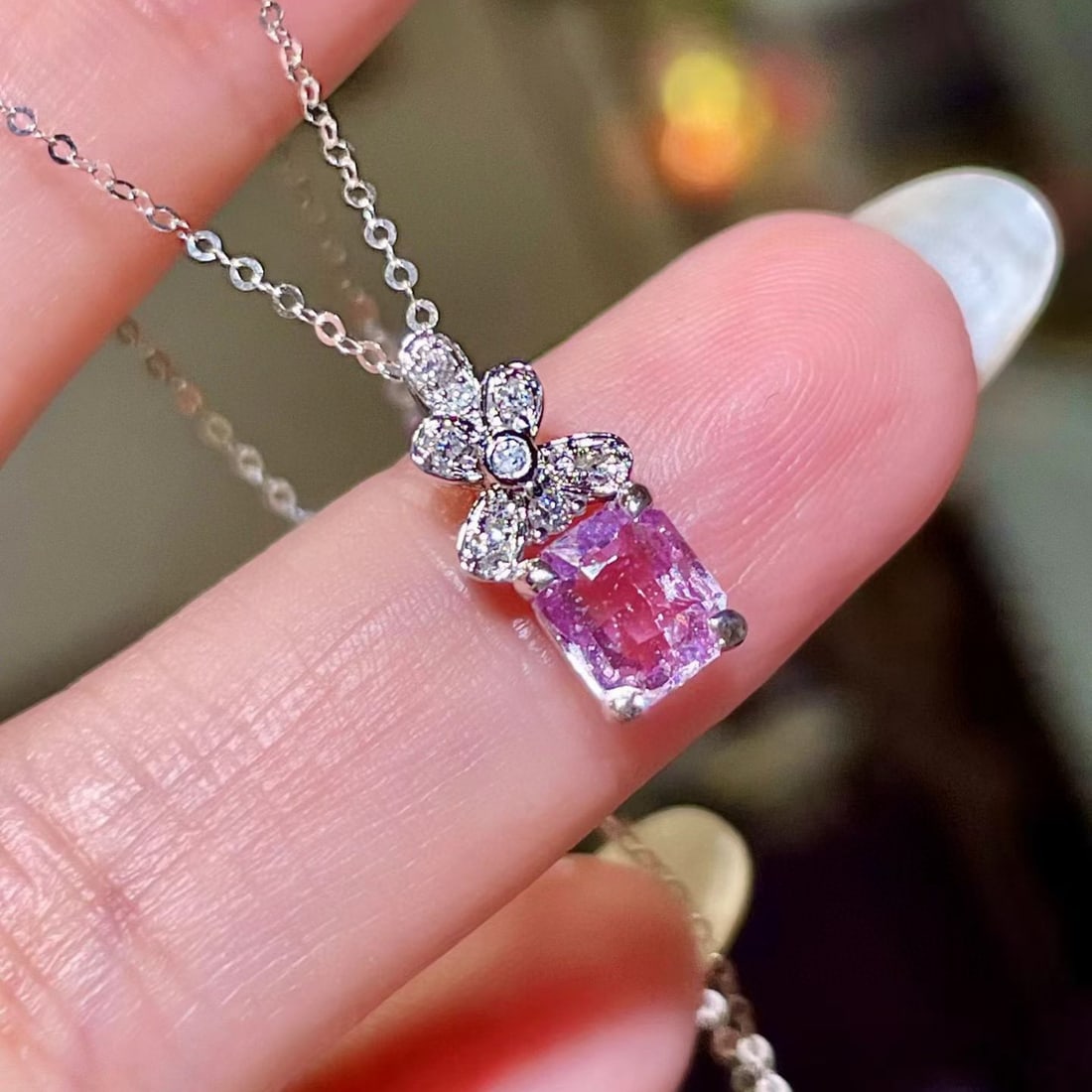 14k Gold 1.16 Ctw Natural Sapphire & Diamond Necklace - 2