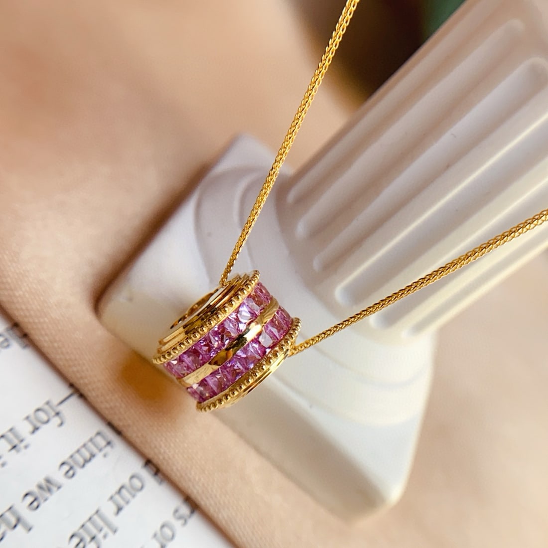 14k Gold 2.80 Ct Natural Sapphire Necklace - 3