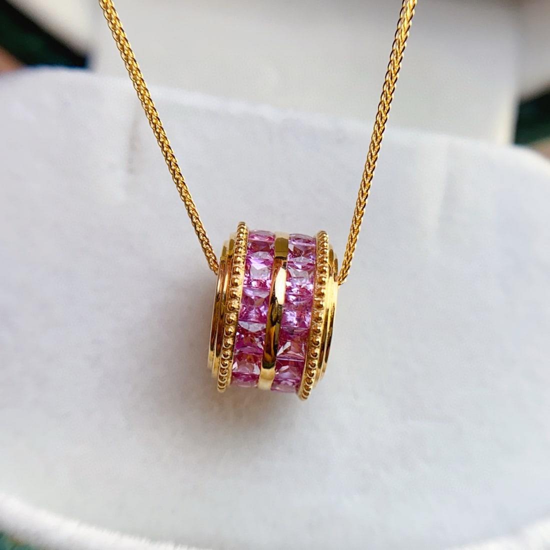 14k Gold 2.80 Ct Natural Sapphire Necklace - 4