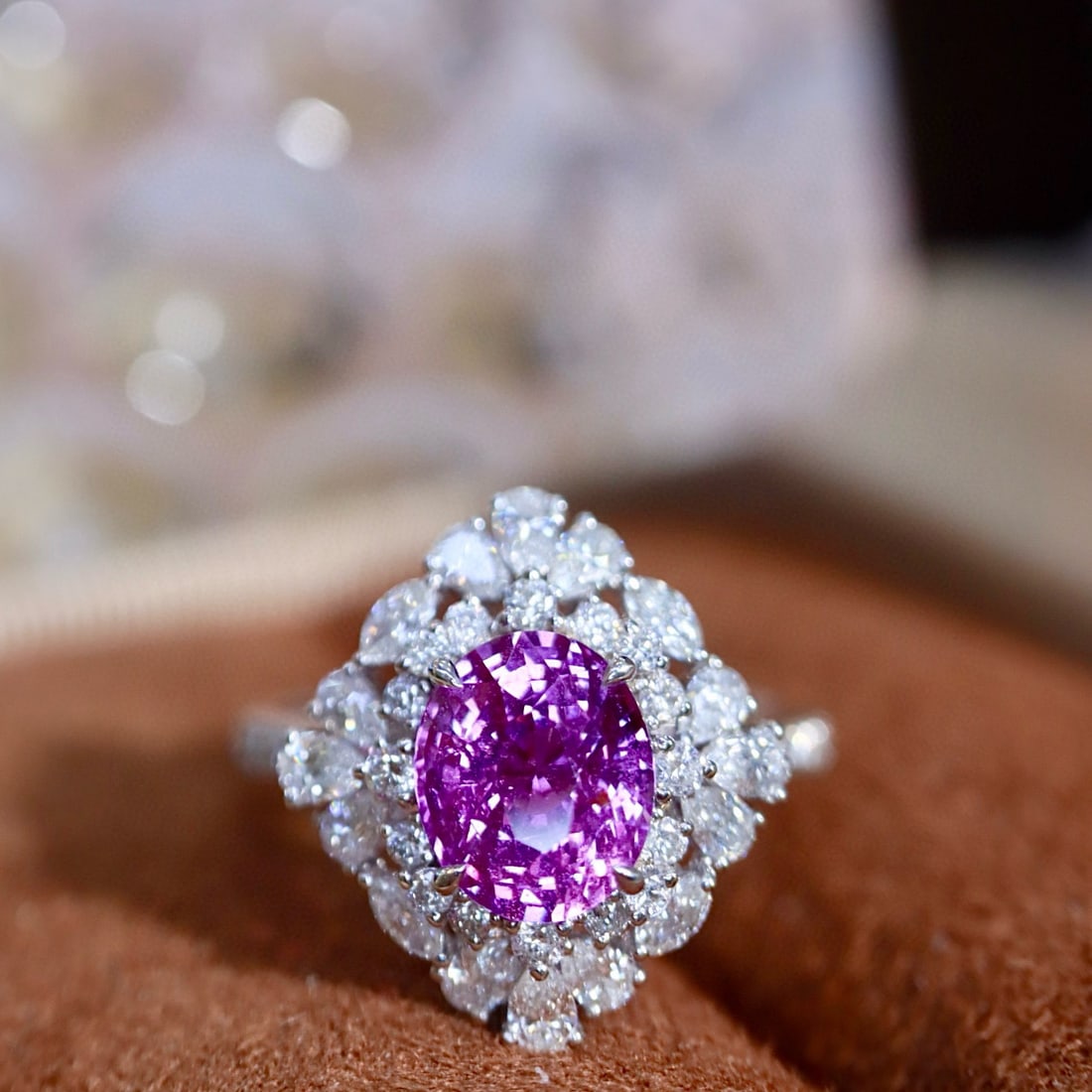 14k Gold 3.29 Ctw Natural Sapphire & Diamond Ring: Ref:231068402 // gold content:14k gold // ring size:7. 25us // // main gemstone:sapphire // shape:oval // carat weight:2. 11ct // color:purple // treatment:natural // // adjacent gemstone 2 : diamond