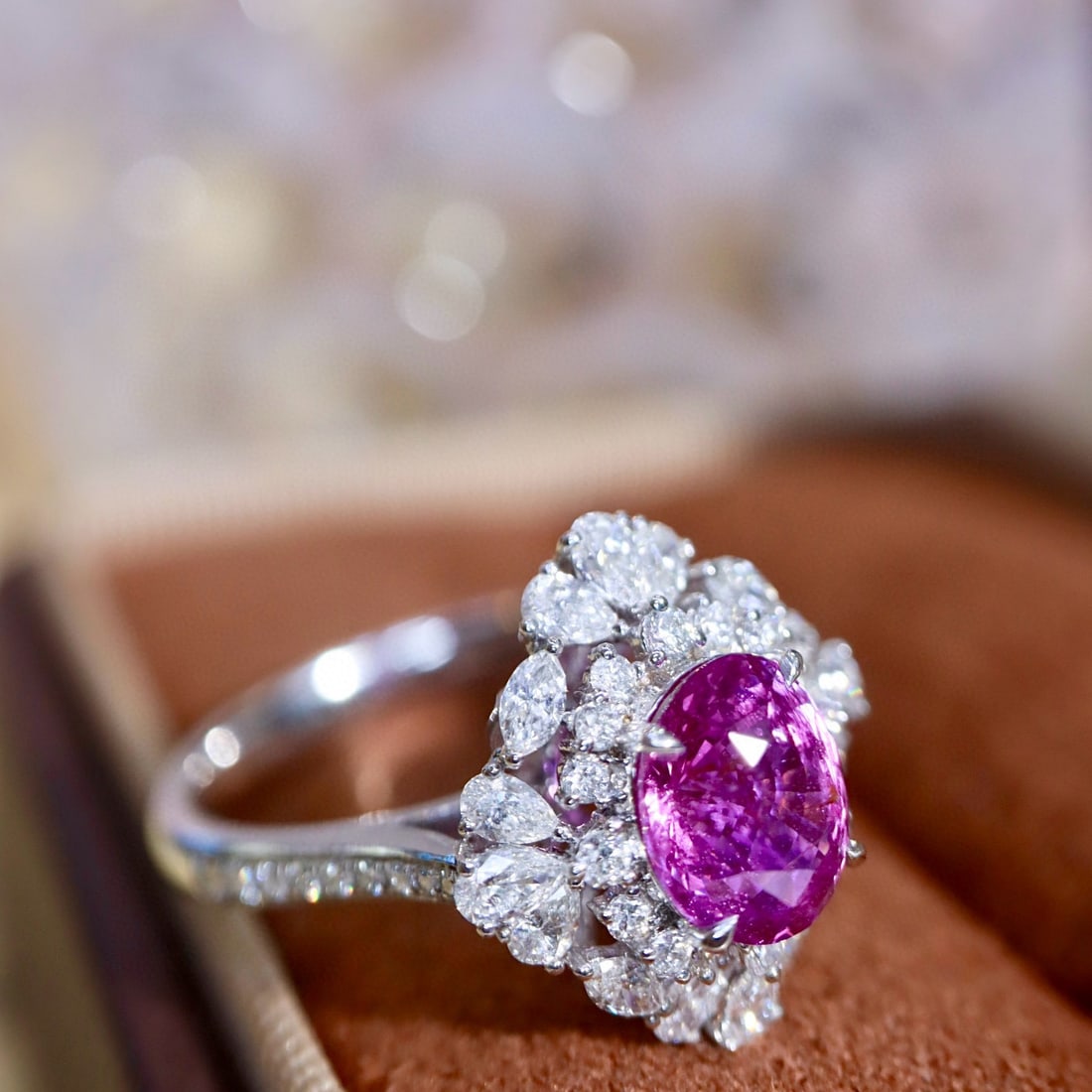 14k Gold 3.29 Ctw Natural Sapphire & Diamond Ring - 2