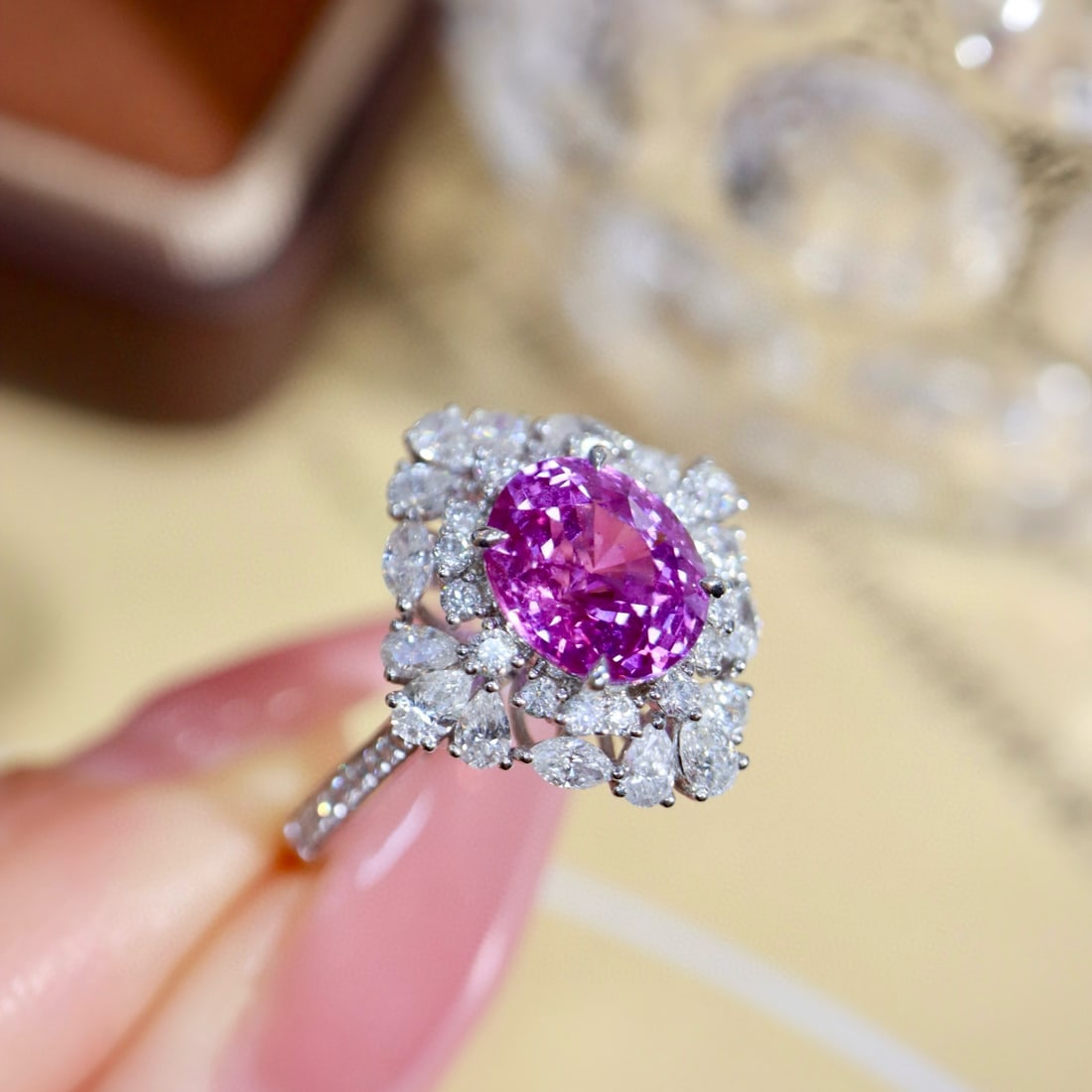 14k Gold 3.29 Ctw Natural Sapphire & Diamond Ring - 7