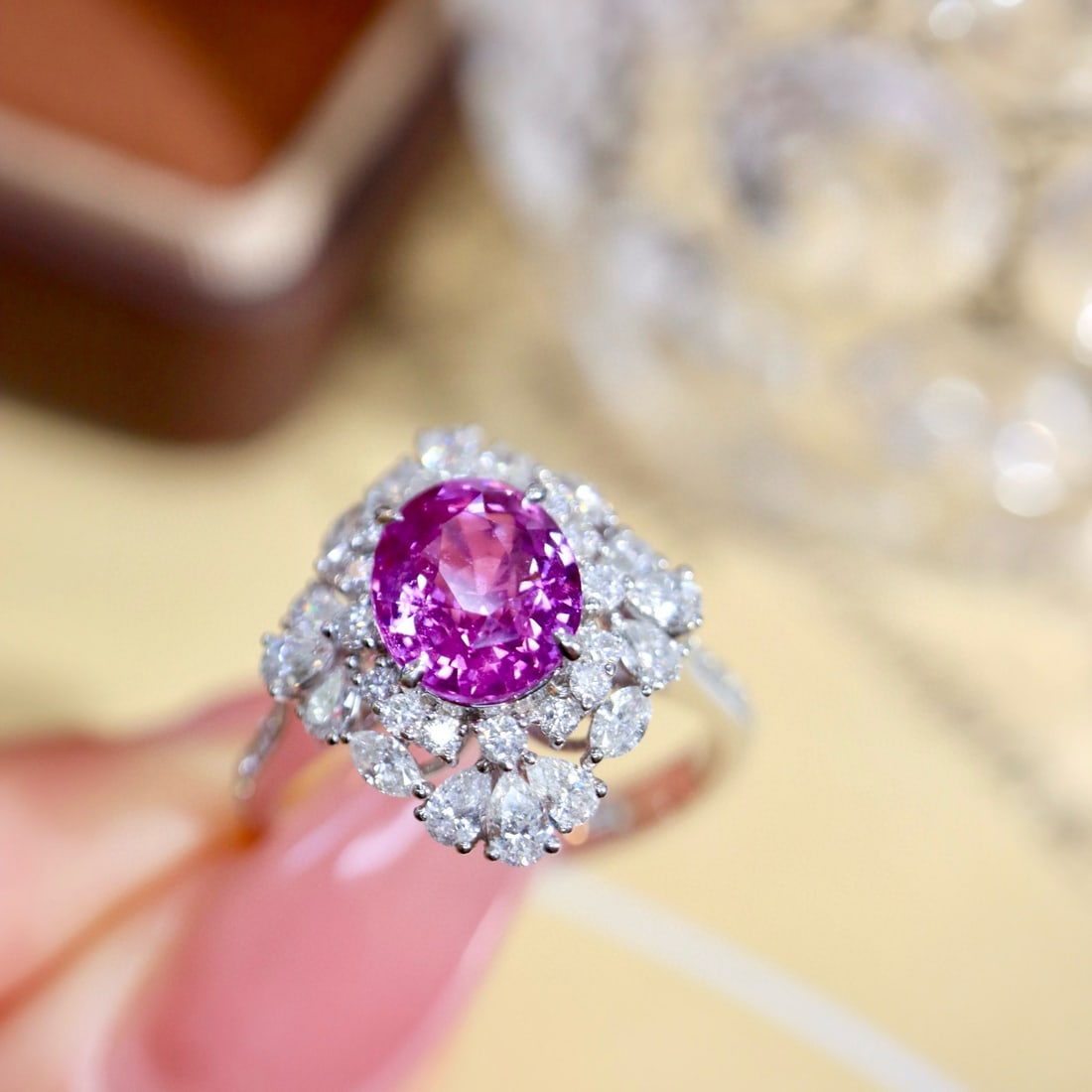 14k Gold 3.29 Ctw Natural Sapphire & Diamond Ring - 8