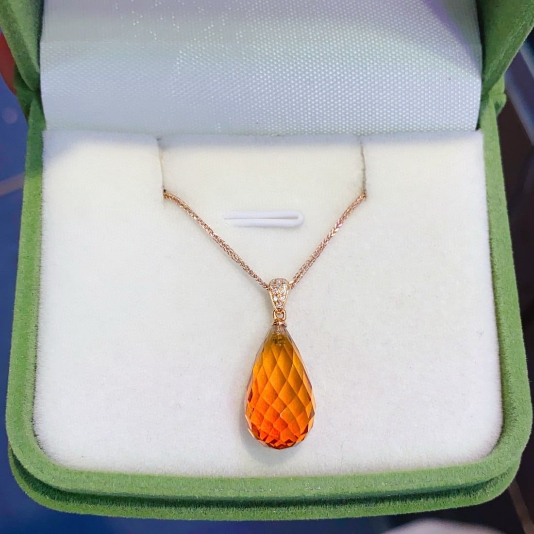 14k Gold 10.2 Ct Natural Citrine & Diamond Pendant( Without Chain ): Ref:231068441 // gold content:14k gold // main gemstone:citrine // shape:pear // carat weight:10. 2ct // color:yellow // treatment:natural // // adjacent gemstone 2 : diamond // number of stones:13