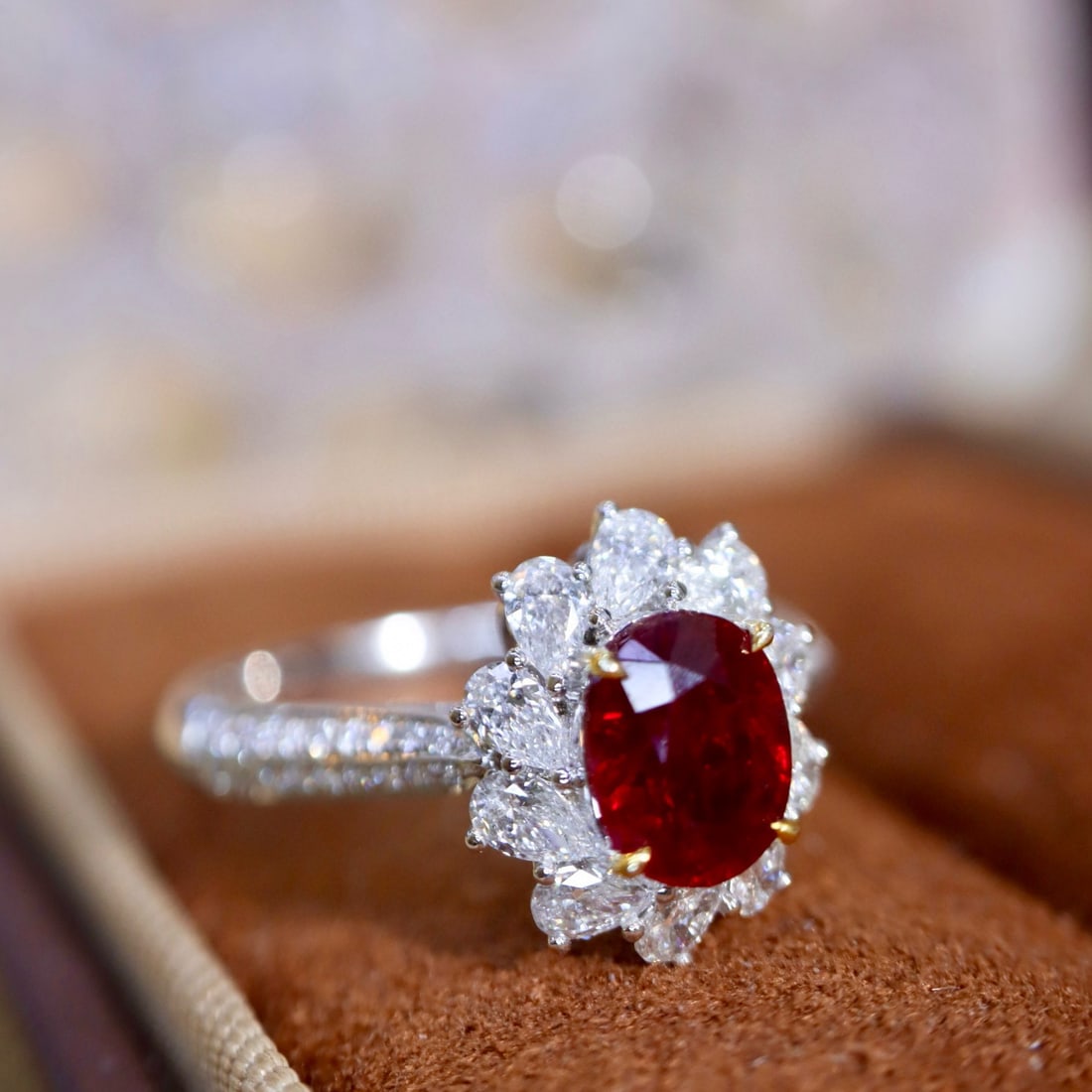 14k Gold 1.80 Ctw Vivid Red Natural Ruby & Diamond Ring - 2