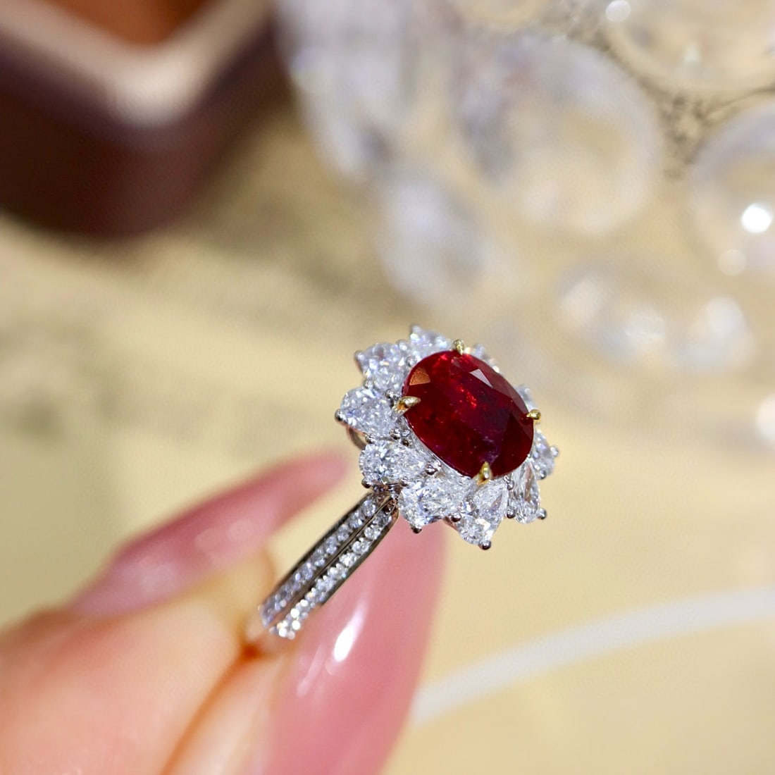 14k Gold 1.80 Ctw Vivid Red Natural Ruby & Diamond Ring - 6