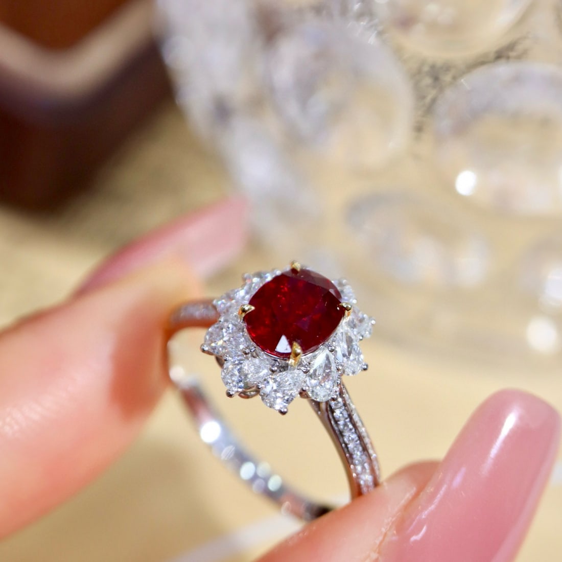 14k Gold 1.80 Ctw Vivid Red Natural Ruby & Diamond Ring - 7