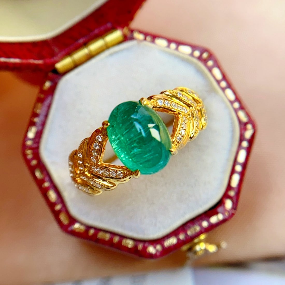 14k Gold 2.00 Ct Natural Emerald & Diamond Ring - 3