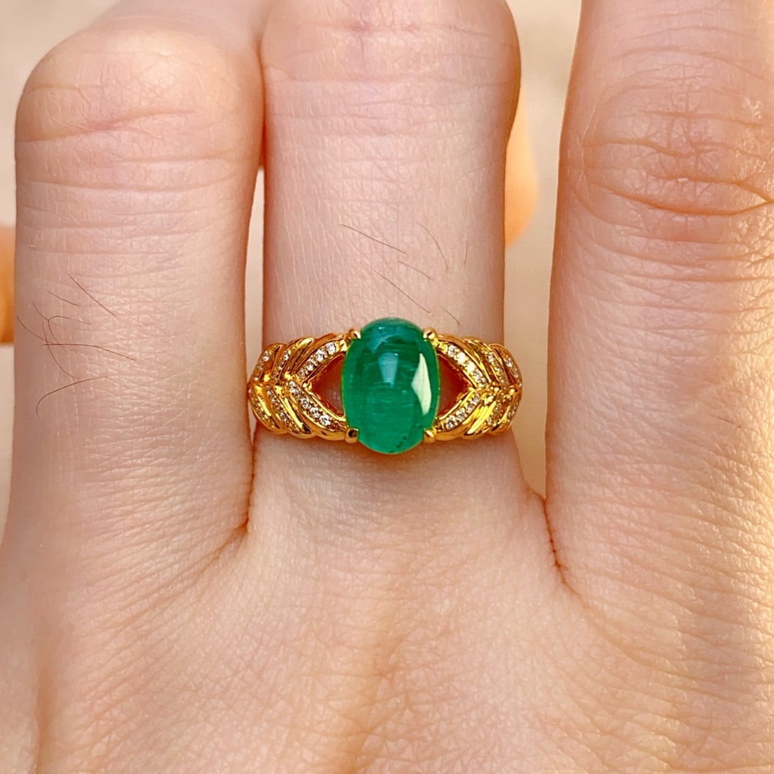 14k Gold 2.00 Ct Natural Emerald & Diamond Ring - 6
