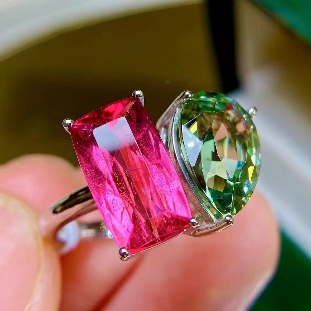 14k Gold 6.3 Ct Natural Tourmaline Ring: Ref:230969033 // gold content:14k gold // ring size:7. 25us // // main gemstone:tourmaline // shape:multiply // carat weight:6. 3ct // color:color // treatment:natural // Condition: NewLow