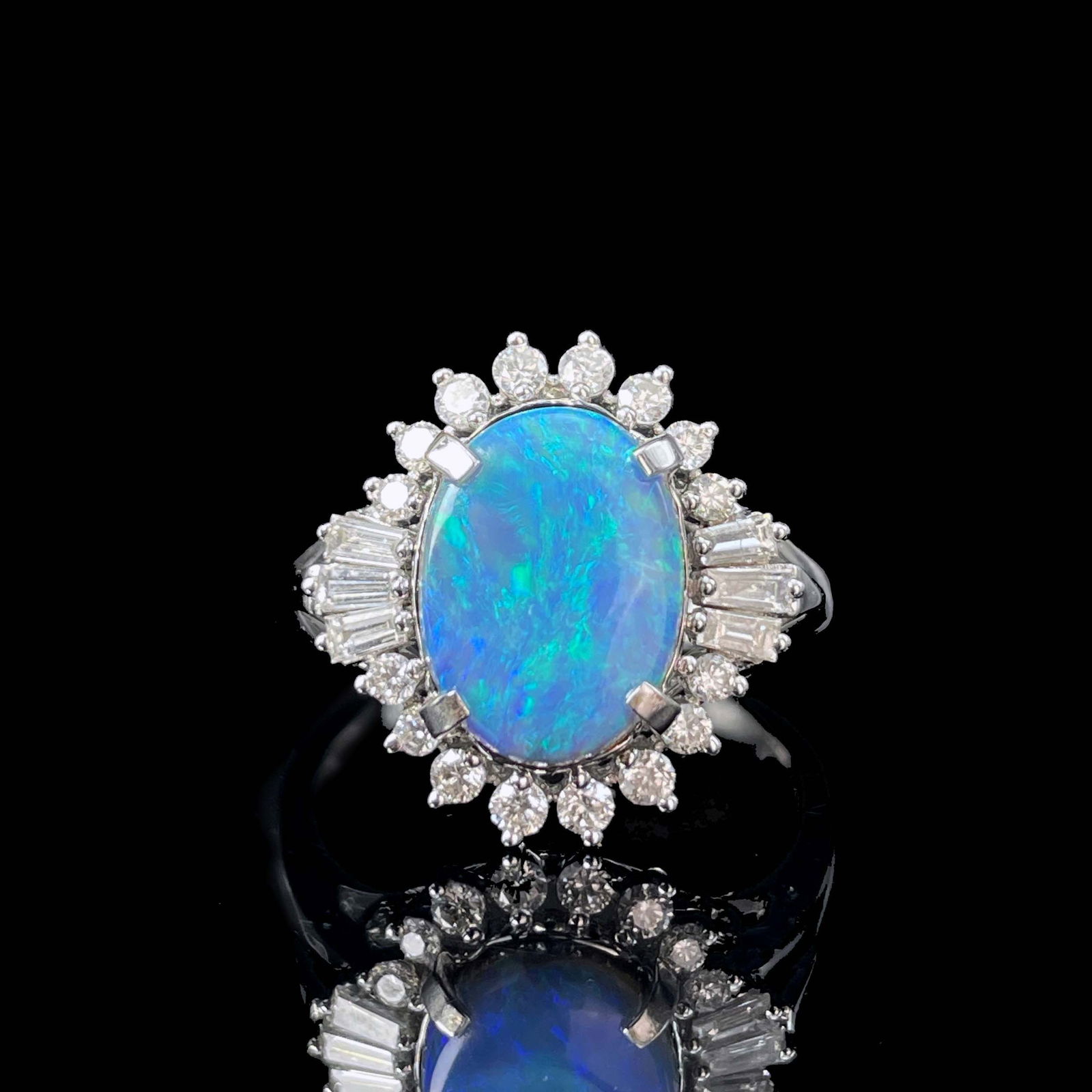 14k Gold 2.92 Ctw Natural Opal & Diamond Ring - 2
