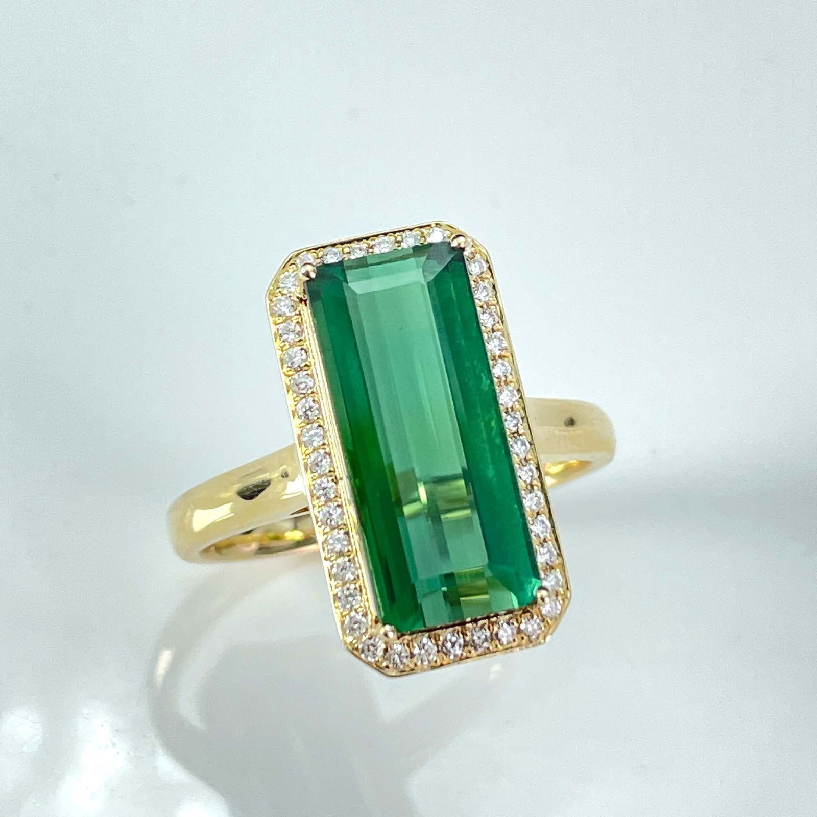 14k Gold 5 Ct Natural Tourmaline & Diamond Ring (1 of 9)