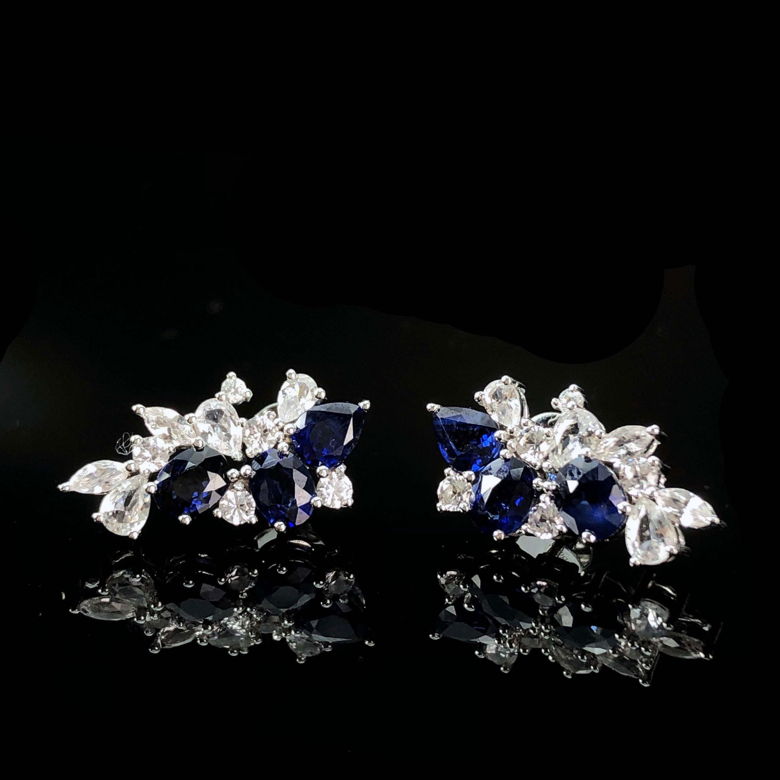 14k Gold 3.14 Ctw Natural Sapphire & Sapphire Earrings - 3