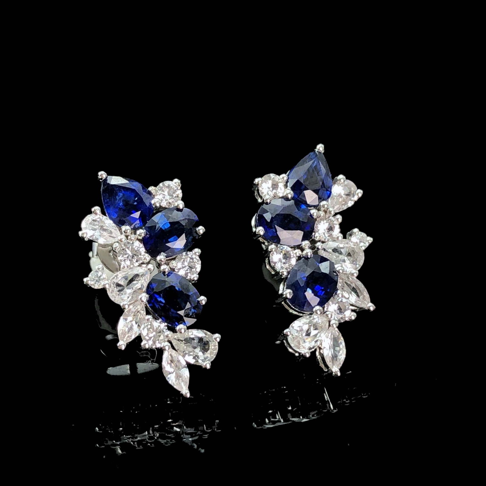 14k Gold 3.14 Ctw Natural Sapphire & Sapphire Earrings - 4
