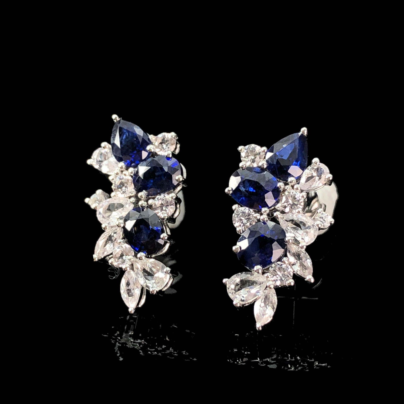 14k Gold 3.14 Ctw Natural Sapphire & Sapphire Earrings - 5