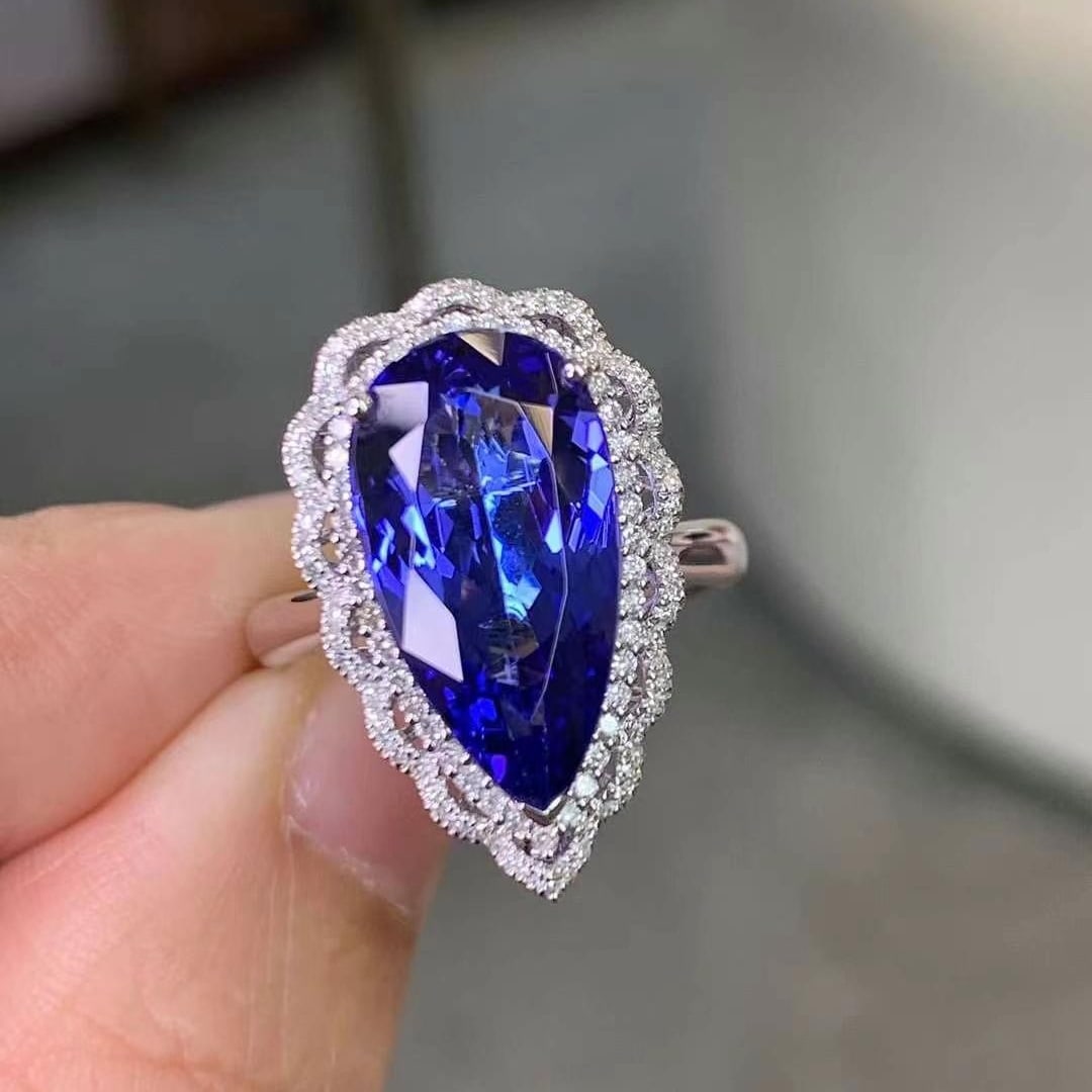 14k Gold 5.48 Ctw Natural Tanzanite & Diamond Ring/pendant( Without Chain ) (1 of 7)