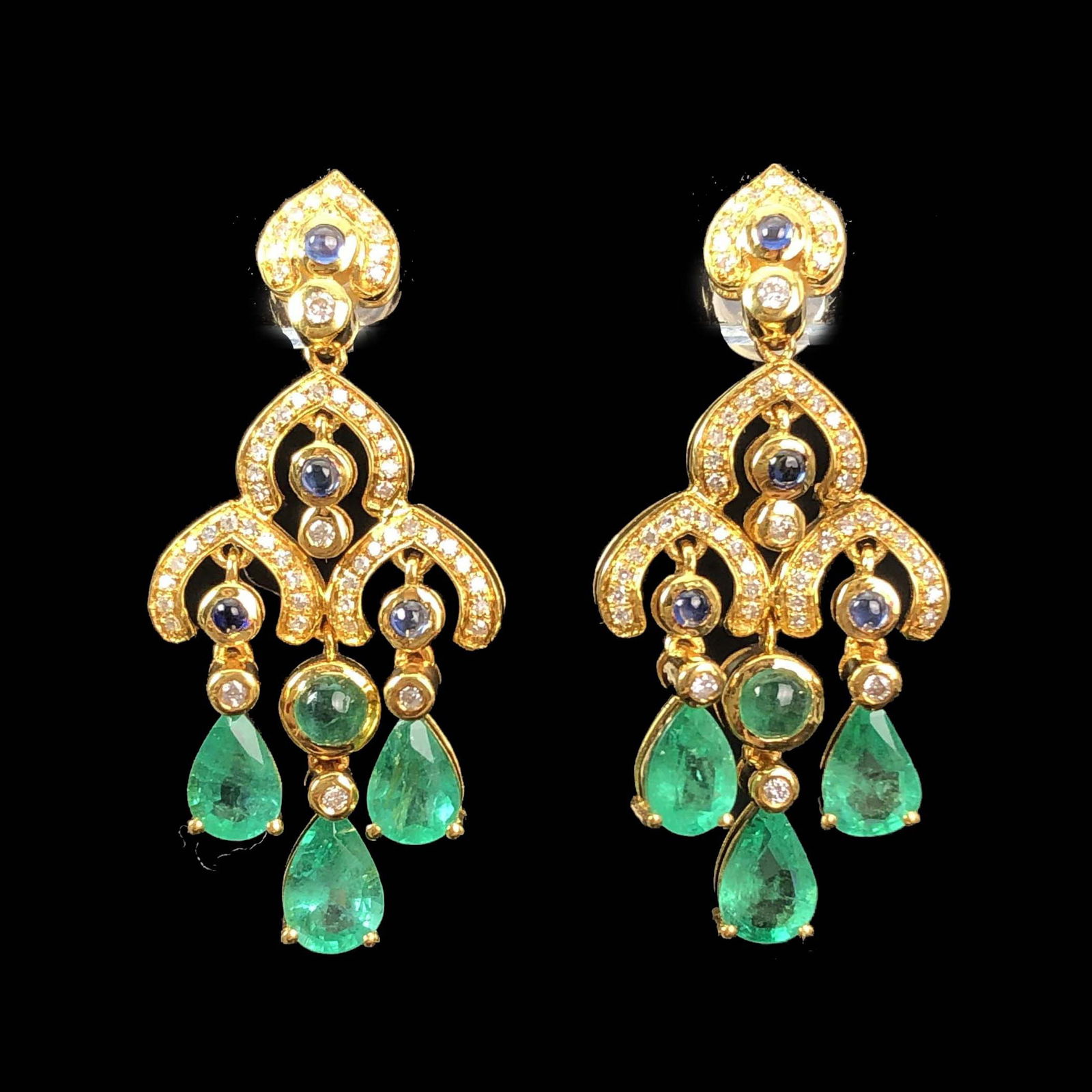 14k Gold 3.71 Ctw Natural Emerald & Diamond Earrings (1 of 6)
